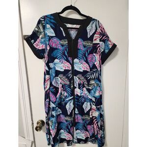 YOZLY Women's Small‎ Short Sleeve House Dress Zipper Front Lounge Pocket